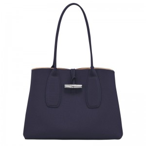 Bilberry Purple Women's Longchamp Roseau L Tote Bag | 1384-VEYMW