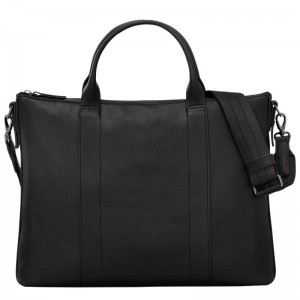 Black Men's Longchamp 3D Briefcase | 6347-QVNBG