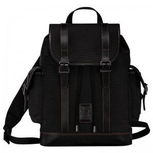 Black Men's Longchamp Boxford Backpacks | 0197-DQONU