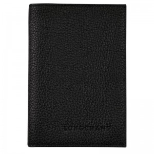 Black Men's Longchamp Le Foulonné Passport cover Passport Bag | 0937-HDICX