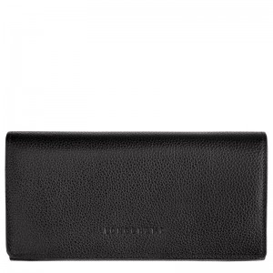 Black Women's Longchamp Le Foulonné Continental Wallets | 5719-XTZQS