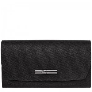 Black Women's Longchamp Roseau Continental Wallets | 4103-FZLTU