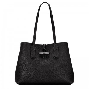 Black Women's Longchamp Roseau Essential M Tote Bag | 9761-BMKWU