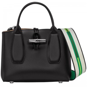 Black Women's Longchamp Roseau S Handbags | 4693-VHFZS