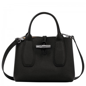 Black Women's Longchamp Roseau S Handbags | 9402-OWFRB