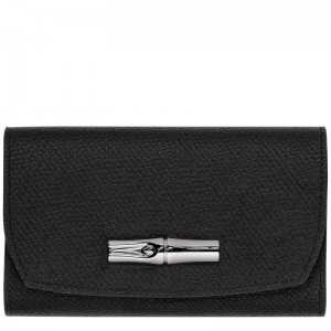 Black Women's Longchamp Roseau Wallets | 0345-SCQUW