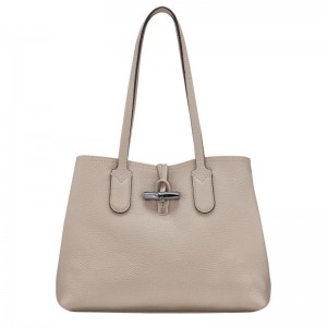 Clay Grey Women's Longchamp Roseau Essential M Tote Bag | 2547-OSNPQ