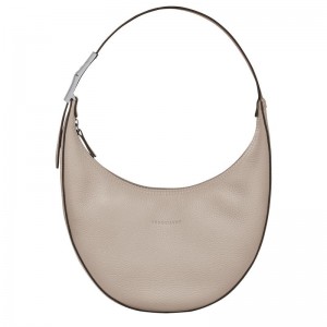 Clay Grey Women's Longchamp Roseau Essential M Hobo Bags | 7516-HSPOC