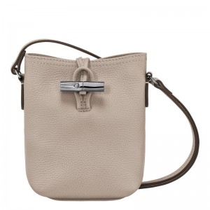 Clay Grey Women's Longchamp Roseau Essential XS Crossbody Bags | 0283-QLPRO