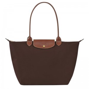 Ebony Brown Women's Longchamp Le Pliage Original L Tote Bag | 7165-JRTHA