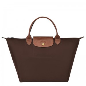 Ebony Brown Women's Longchamp Le Pliage Original M Handbags | 9701-HLVKD