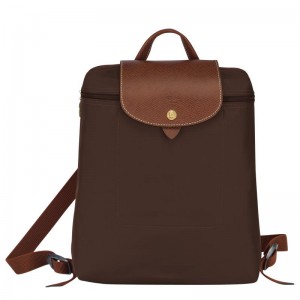 Ebony Brown Women's Longchamp Le Pliage Original M Backpacks | 0684-FILHS