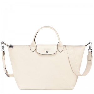 Ecru White Women's Longchamp Le Pliage Xtra L Handbags | 9130-PZHNR