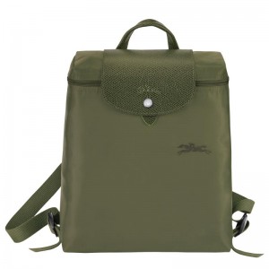 Forest Green Men's Longchamp Le Pliage Green M Backpacks | 7568-JZWOH