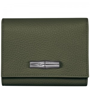 Khaki Women's Longchamp Roseau Essential Wallets | 2078-QZNJO