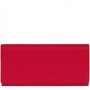 Love Red Women's Longchamp Le Foulonné Continental Wallets | 7209-UXCZP