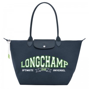 Navy Women's Longchamp Le Pliage Collection L Tote Bag | 9768-ECPSN