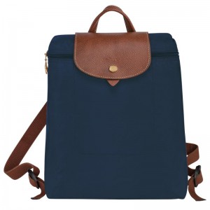 Navy Women's Longchamp Le Pliage Original M Backpacks | 5206-LBODC