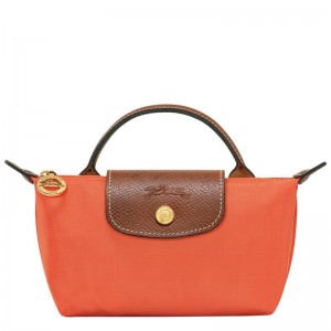 Orange Women's Longchamp Le Pliage Original with handle Pouches | 0816-GQOCF