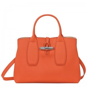 Orange Women's Longchamp Roseau M Handbags | 3860-RHXMJ