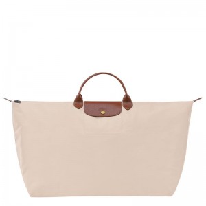 Paper White Women's Longchamp Le Pliage Original M Travel Bags | 2415-WBLTY