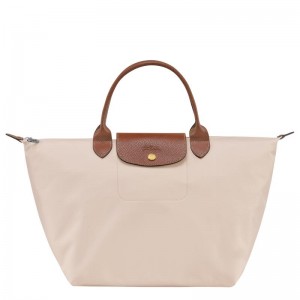 Paper White Women's Longchamp Le Pliage Original M Handbags | 9374-ABNSM