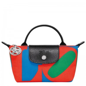 Red/Navy Women's Longchamp x Robert Indiana Pouches | 3694-XERDI