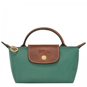 Sage Green Women's Longchamp Le Pliage Original with handle Pouches | 7594-KAGZN