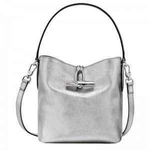 Silver Women's Longchamp Roseau XS Bucket Bag | 5019-TMEYV