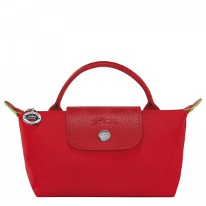 Tomato Red Women's Longchamp Le Pliage Green with handle Pouches | 9283-LXRCU