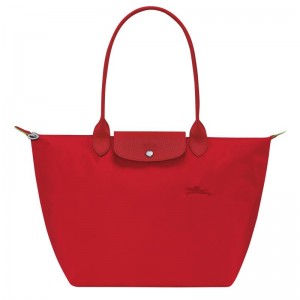 Tomato Red Women's Longchamp Le Pliage Green L Tote Bag | 6014-YZMTS