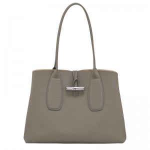 Turtledove Grey Women's Longchamp Roseau L Tote Bag | 1085-JBWMQ