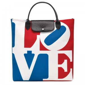 White Men's Longchamp x Robert Indiana L Handbags | 2859-RWKUH