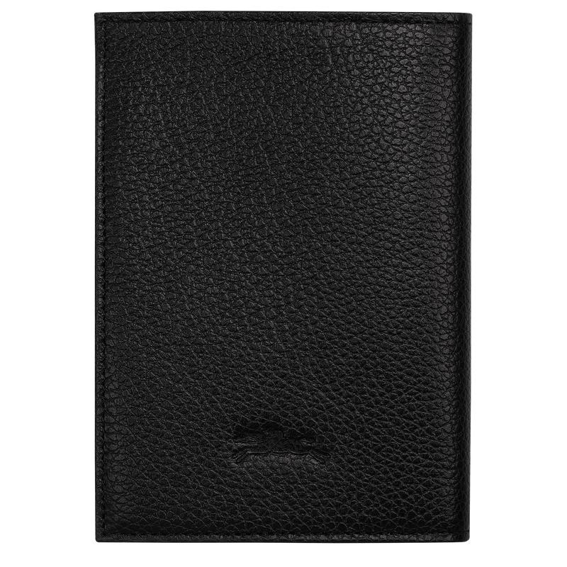 Black Men's Longchamp Le Foulonné Passport cover Passport Bag | 0937-HDICX