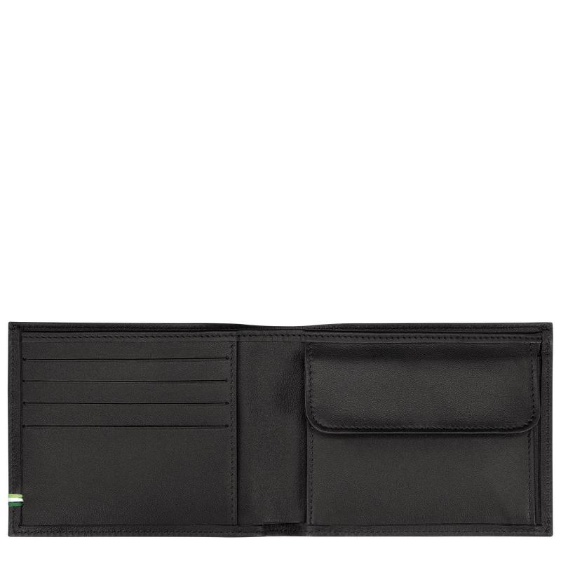 Black Men's Longchamp sur Seine Wallets | 0214-QHXZY