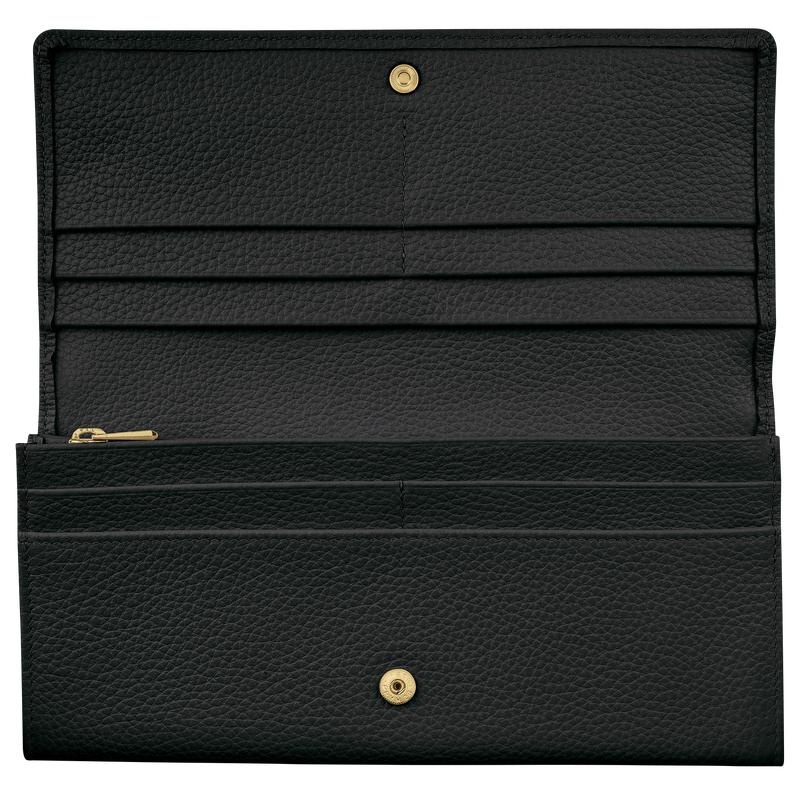 Black Women's Longchamp Le Foulonné Continental Wallets | 4307-NPLEA