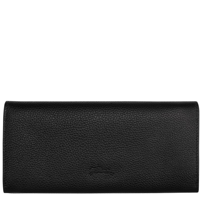 Black Women's Longchamp Le Foulonné Continental Wallets | 4307-NPLEA