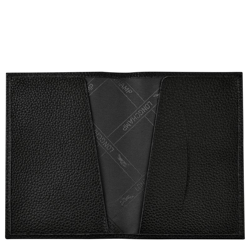 Black Women's Longchamp Le Foulonné Passport cover Passport Bag | 4652-NKVHR