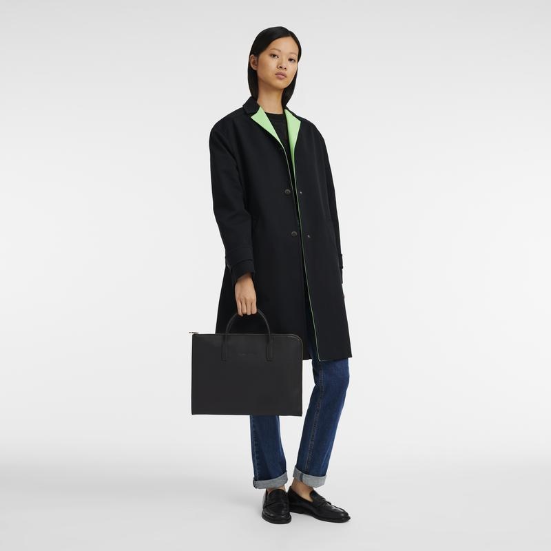 Black Women's Longchamp Le Foulonné S Briefcase | 7630-XEPMC