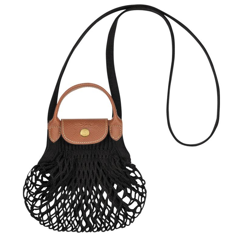 Black Women\'s Longchamp Le Pliage Filet XS Mesh Bag | 9401-UXFHB