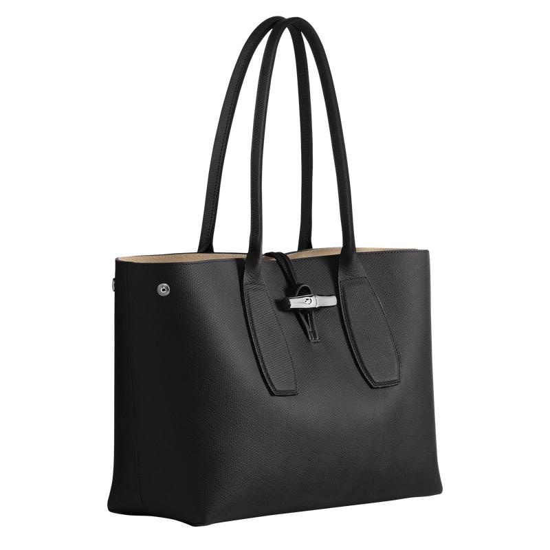 Black Women's Longchamp Roseau L Tote Bag | 1239-QYJBT