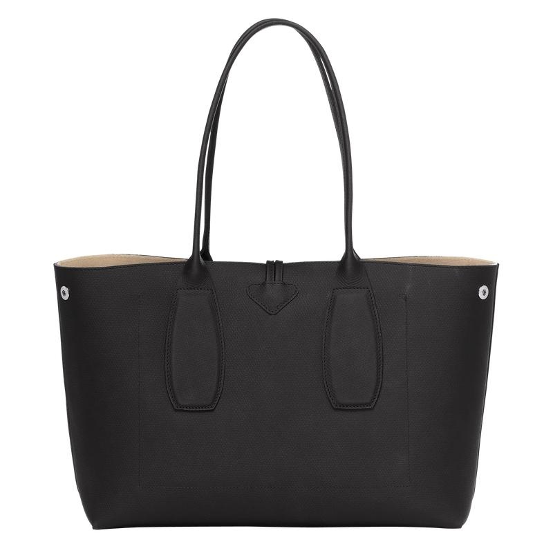 Black Women's Longchamp Roseau L Tote Bag | 1239-QYJBT