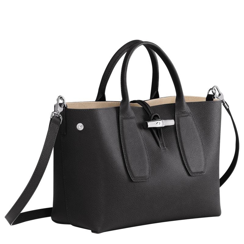 Black Women's Longchamp Roseau M Handbags | 2635-OEFIB