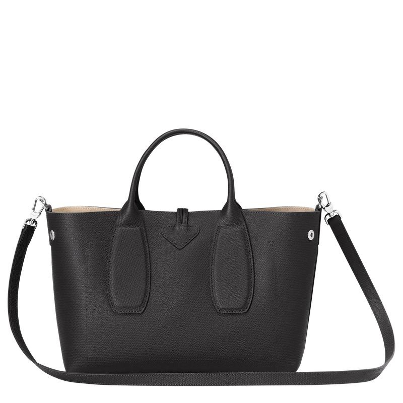 Black Women's Longchamp Roseau M Handbags | 2635-OEFIB