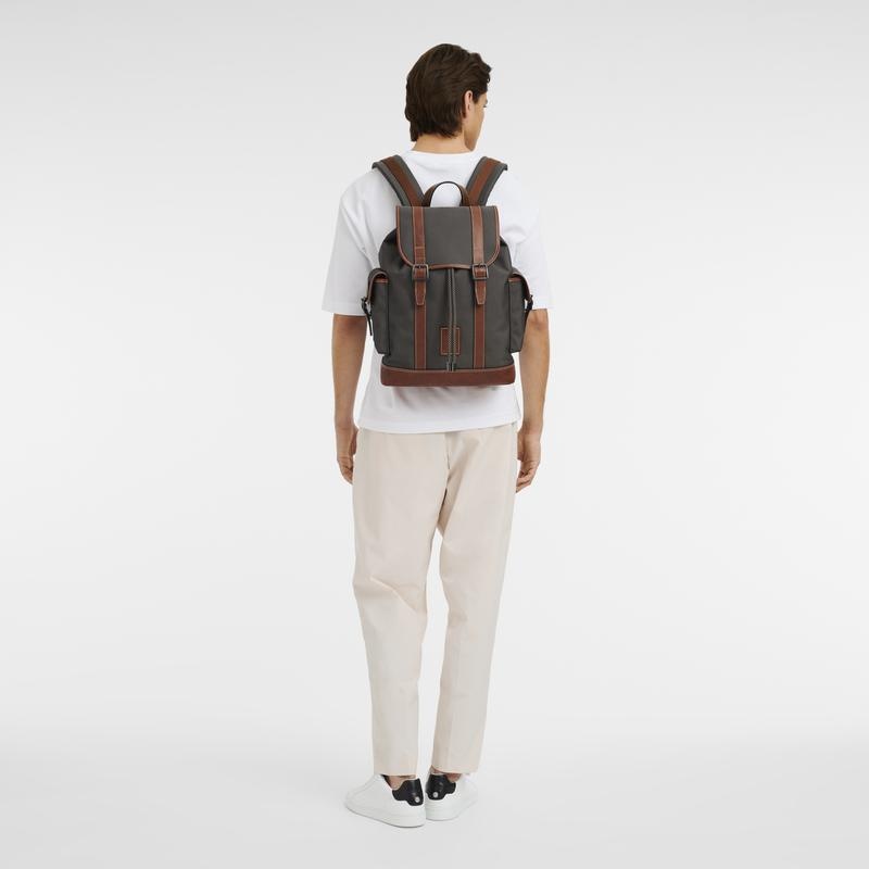 Brown Men's Longchamp Boxford Backpacks | 1425-WDXYB