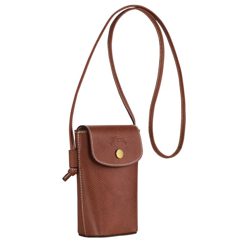 Brown Men's Longchamp Épure with leather lace Phone Case | 4756-AICJV