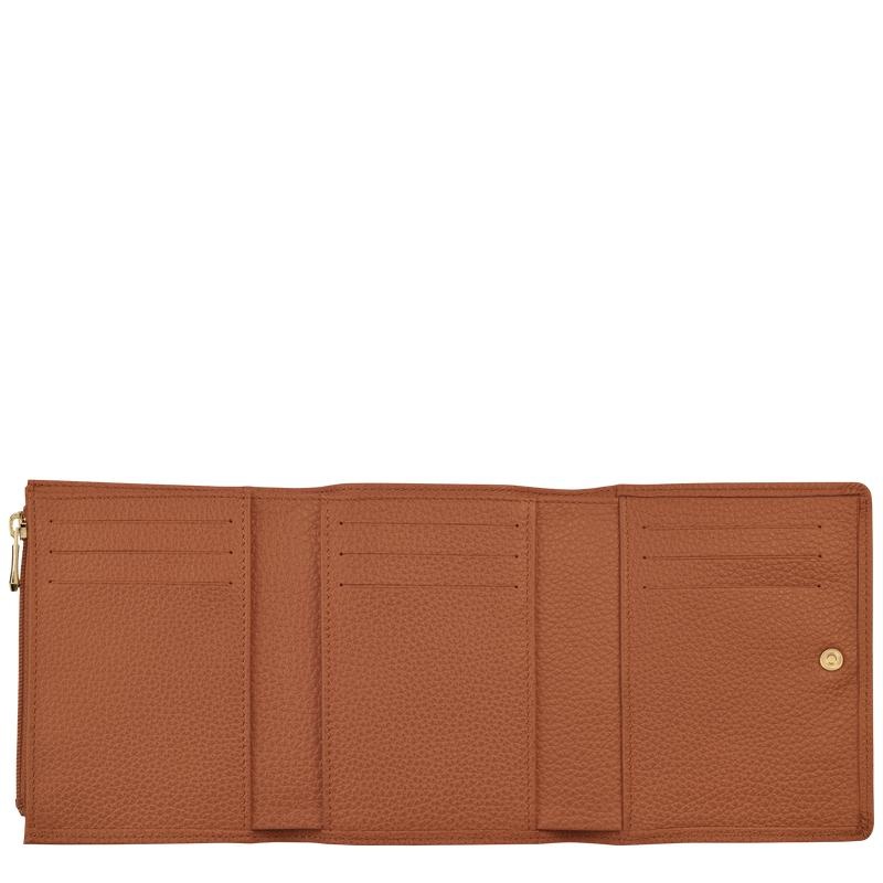 Caramel Brown Men's Longchamp Le Foulonné Wallets | 5081-NAMFL