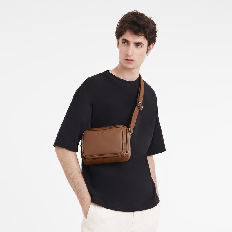 Caramel Brown Men's Longchamp Le Foulonné S Camera Bag | 3862-XLUZA