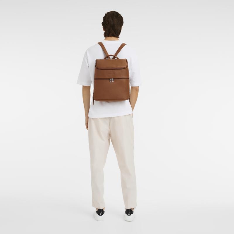 Caramel Brown Men's Longchamp Le Foulonné Backpacks | 2048-KNORJ