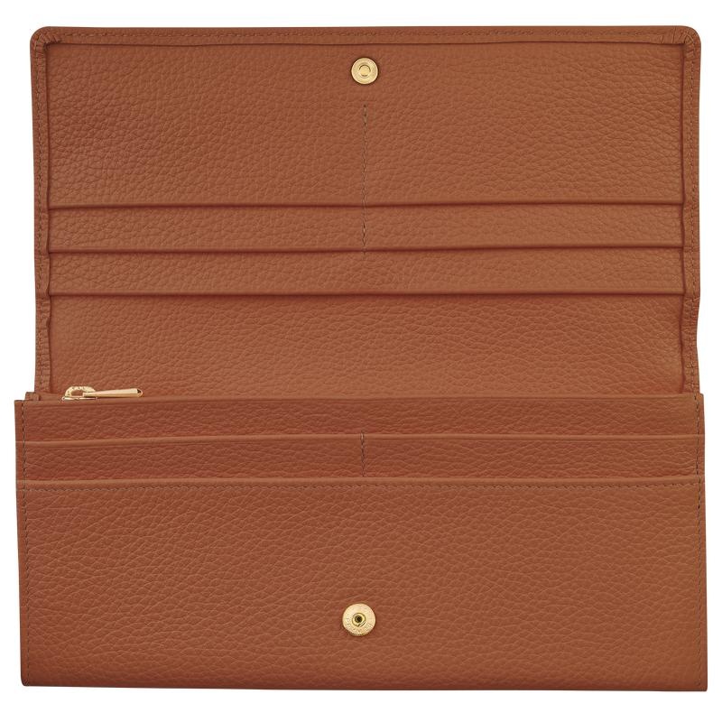 Caramel Brown Women's Longchamp Le Foulonné Continental Wallets | 2967-SMWYV